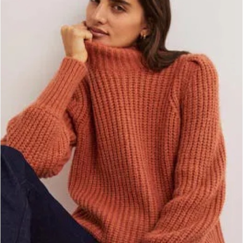 Boden Ribbed Fluffy High Neck Jumper - Picture 2 of 7